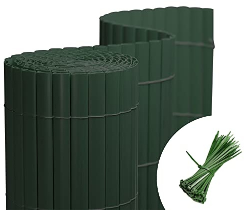 jarolift Estera de PVC Estándar para Jardín, Balcón o Terraza, Estera PVC Valla Privacidad Pantalla de Protección, 80 x 300 cm Verde, Incl. 50 Bridas Verde