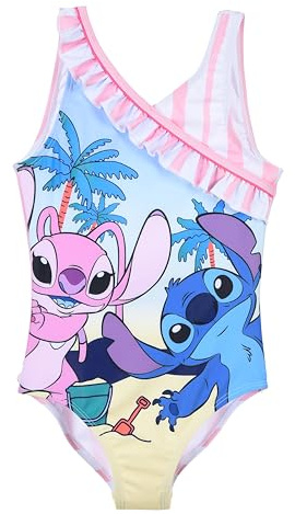 Disney Stitch y Angel Bañador para Niña, Bañador de una Pieza Verano Natación, Tallas 3 a 8 Años (Rosa, 4 Años)