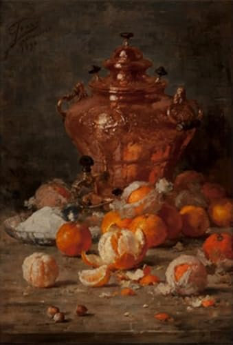 HRJUBWREE Vintage Poster Photo Wall Print Mural Artwork Still Life with Oranges and Copper Samovar Eugène Joors Art Prints Painting for Office Decor 60x90cm
