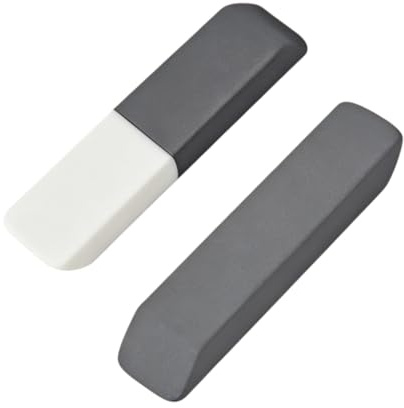 2 Pcs Natural Rubber Erasers for Ink and Pencil, Double Head Eraser to Fade Mark, Sand Rubbers Erasers, Pen Eraser Rubber for Gel Pen, Ball-Point Pens School Office Daily Art (Gray, Gray White)