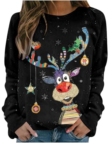 Générique Pull Noel Femme,Pull Moche De Noel,Sweat NoëL Drole Sweats De Femme Grande Taille Sweat Shirt Cadeau Pullover Motif NoëL Sweatshirt NoëL Chic Pulls NoëL 2025 Conforts Top Hiver