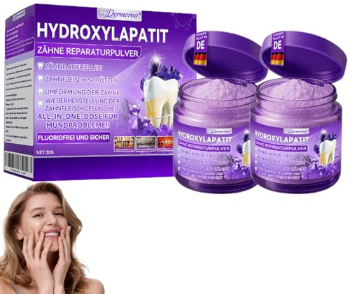 Dormorna Hydroxylapatit Zähne Reparaturpulver, Zahnreparatur Mineralpuder, Zahnrestauration Pulver, Natürliche Zahnstärkung & Zahnfleischpflege, Für frischen Atem & tägliche Reinigung (2)