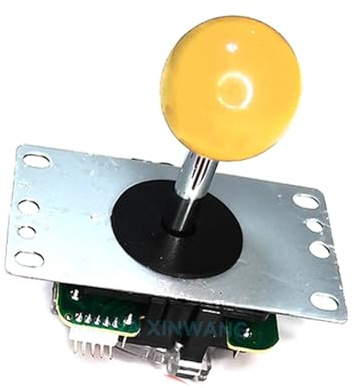 JianPI Arcade Joystick 4Sets Joystick 8 Way Arcade Stick Round Top 5Pins Connector For USB Board PC Game Console DIY Direction Controller(Yellow Circle)