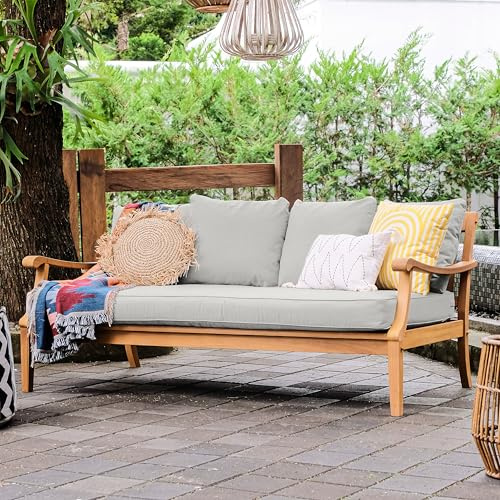 Cambridge Casual Robin Teak Wood Outdoor Sofa Daybed with Oyster Thick Cushion, Weather-Resistant Patio Lounger, Seats Up to 3 People, 750 lb Weight Capacity