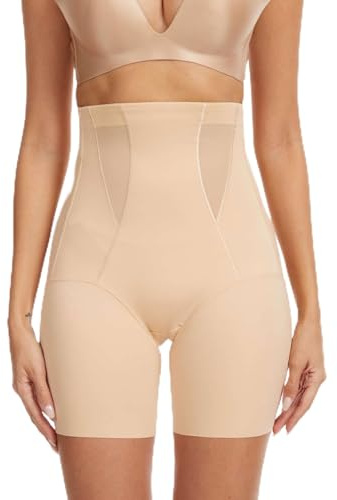 Yutdeng Guaina Contenitiva Donna a Vita Alta Pancia Piatta Intimo Modellante Senza Cuciture Mutande Contenitivo Elastico Traspirante Pantaloncini Contenitivi Slip Invisibile Shapewear,Beige,XL