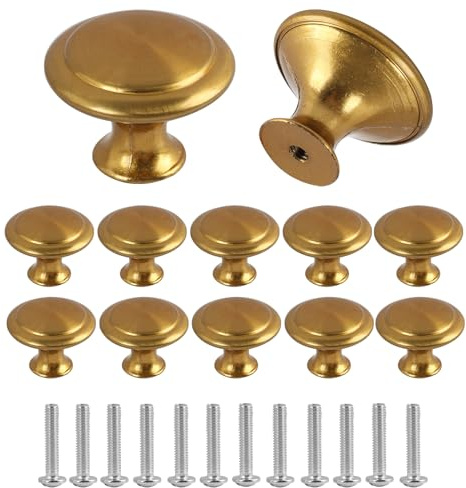 12PCS Pomos de Armario Vintage en Latón Antiguo Tiradores Redondos de 30 mm pour Muebles, Pomos Decorativos con Tornillos pour Armarios de Cocina, Cajones y Baño Diseño Clásico