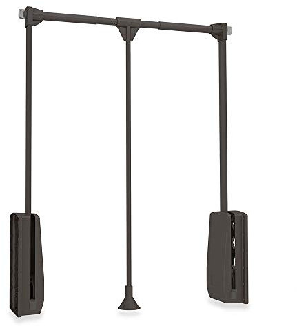 Emuca - Barra de Armario abatible, Perchero basculante, Colgador abatible para Armario, Anchura Regulable 600-830mm, Acabado Color Moka