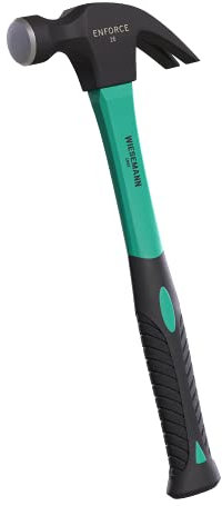 Martillo sacaclavos americano de 16 oz/450 g con empuñadura de fibra de vidrio de la ENFORCE Serie de WIESEMANN 1893| Cabeza forjada, endurecida por inducción | 80492