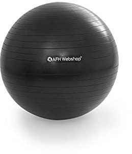 AFH Webshop Gymnastikball | Fitnessball | Sitzball | Yogaball | Sportball | Bürostuhl | Stuhl | in trendigen Blautönen | mit Pumpe (Ø 75 cm | schwarz)