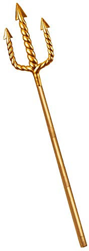 Nicky Bigs Novelties Adult Trident Staff 5pc Set King Neptune Trident Classic Costume Devil Pitchfork Accessory Prop Gold, Gold, 55 tall