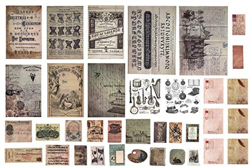 DESEACO Scrapbook Embellishments: Vintage Ephemera Elements for Decoupage, Journaling, Notebooks, or Scrapbook Projects, Artsy Antique Paper Supplies, Old-Time Memorial Journal Kit (Renaissance)