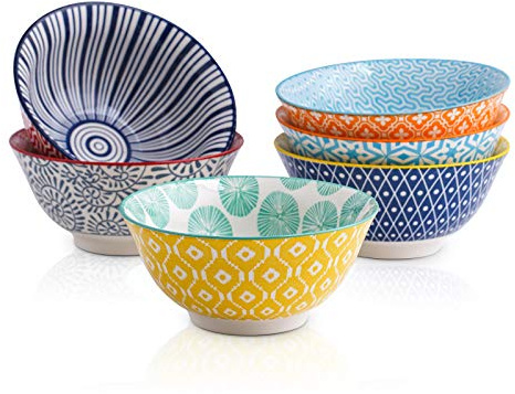 Selamica Porcelain Ice Cream Bowls Set of 6, Small Bowls, Ceramic bowls for Dessert, Ice Cream, Variety of Colors