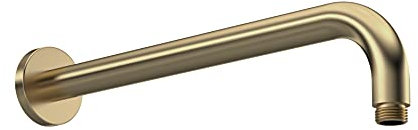 nuie ARM801 Fixed Heads Modern Bathroom Round Wall Mounted Shower Arm, 108mm, Brushed Brass