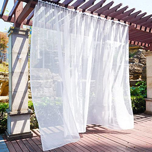 GYYN Outdoor Vorhang Sonnenschutz UV Schutz Verdunkelungs Vorhang Voile Gardinen für Terrasse, Balkon, Pavillon, Strandhaus, 1 Stück (Color : White, Size : 1x2.2m/3.3x7.2ft)