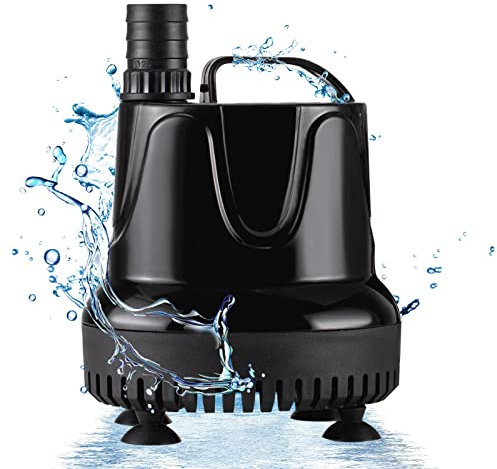 hygger Pompe à eau Pour Aquarium, 1500 L/H 40W Ultra Silencieuse Mini Pompe à eau Submersible Avec 3 Buses Pour étang, Fontaine, Aquarium, Jardin