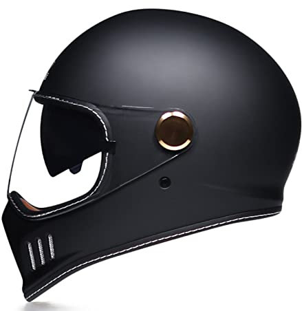 Retro-Integralhelme Motorradhelm DOT/ECE-Zugelassenes Motorrad-Elektrofahrzeug Vier Jahreszeiten Männer Und Frauen Motorrad-Laufhelm Elektrisch A,M: 55-56CM