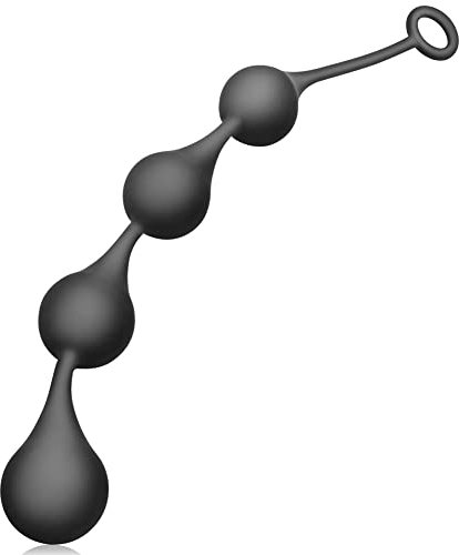 Silikon Analkugeln Buttplug mit 4 Kugeln Extra Lang Analplug Analkette Anus Masturbator Sex Toy Sexspielzeug für Männer Frauen Paare Schwarz