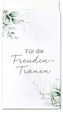 COLOFALLA 50 Stück Freudentränen Hochzeit Taschentuchhalter Taschentücher für die Freudentränen Hochzeit Taschentücher Papiertüten Eukalyptus als Hochzeit Deko (Grün)