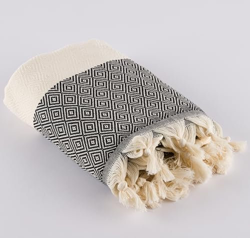 LUCIDUS 100x180 Beach Towel, Hammam Towel, Sauna Towel, Bath Towel, Picnic Blanket, Sauna Towel, Beach Towel,%100 Cotton, Women and Men, Extra Light (Matte Black Diamond)