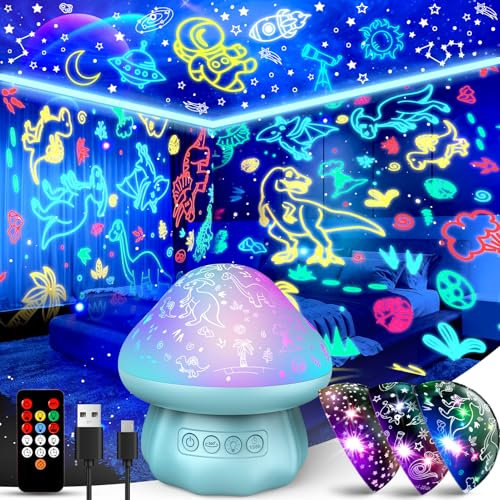 iKidiki Geschenk Junge 3 4 5 6 7 8 Jahre, Sternenhimmel Projektor Kinder Aufladbar Dinosaurier Spielzeug Dino Lampe Spielzeug ab 3-8 Jahre Junge Dino Geschenk