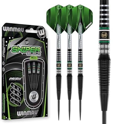 WINMAU Sniper Black 24g - Professionell 90% Volfram Dartset med Dartflyg och Dartstammar