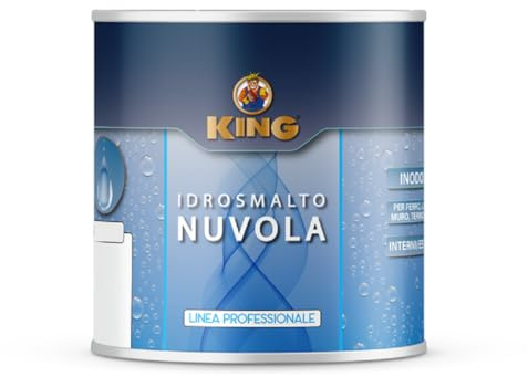 King NUVOLA, Smalto Acrilico all'acqua per la protezione e finitura Brillante o Opaca di Legno, Ferro, Plastica e Lamiere Zincate (BIANCO OPACO, 750ml)