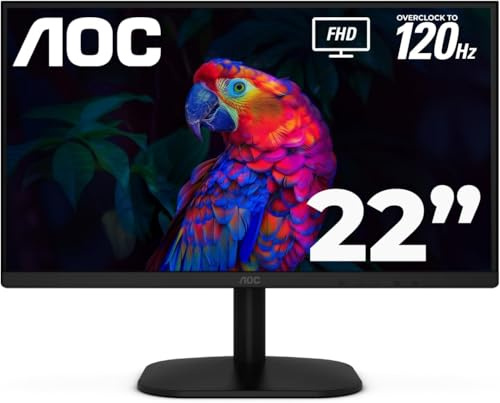 AOC 22 Inch Computer Monitor FHD 120Hz Overclocked VA HDR, 22B35HM23 | 1920Ă1200 LED Monitor, 60Hz, 0.5ms, Built-in dual Speakers, Kickstand, VESA, Low Blue Mode, 3-Year Warranty