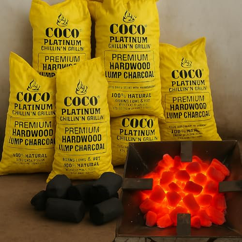 Coco Platinum Premium - Carbone di legno duro 100% naturale per grigliare 20,4 kg