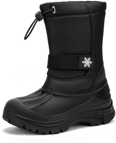 Kricely Boys Wellies Kids Snow Boots Boys Girls Winter Boots Walking Shoes Rain Boots (Black 11 Little)
