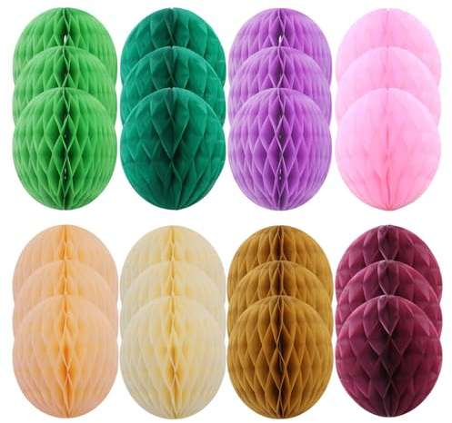 décorations suspendues de Pâques 24 pièces œufs en Papier alvéolé 5 cm Multicolores pour fête, Mariage, Anniversaire, intérieur extérieur