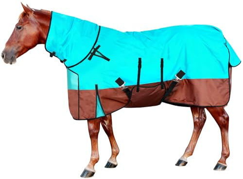NVAAV Coperta invernale 600D impermeabile in poliestere per cavallo (198 cm) con copertura per il collo regolabile (senza imbottitura), copertura antivento per coda adatta per fienili, stalle, pascoli