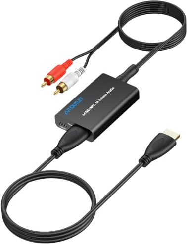 AUTOUTLET HDMI eARC/ARC ljudextraktor, 192 kHz DAC omvandlare eARC/ARC till 3,5 mm ljudadapter