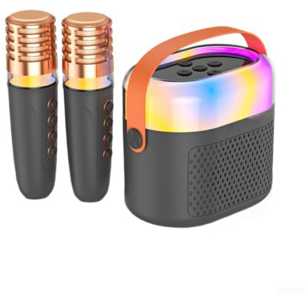 Machine de karaoké portable avec connexion sans fil et effets de lumière dynamiques pour enfants chantant kaki (noir)