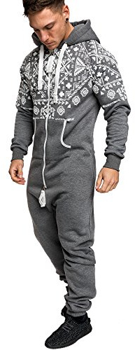 Amaci&Sons Herren Norweger Overall Jumpsuit Onesie Jogging Sportanzug Trainingsanzug Jogginganzug 3009 Anthrazit L