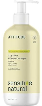 ATTITUDE Body Lotion for Sensitive Skin with Oat and Argan Oil, EWG Verified, Dermatologically Tested, Vegan, 473 mL