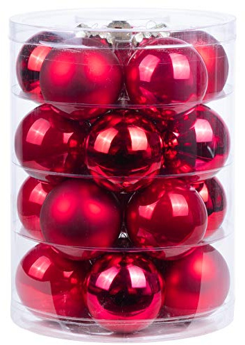 Magic Weihnachtskugeln Glas 6cm, 20 STK. Christbaumkugeln (Ruby Red (Bordeaux - rot))