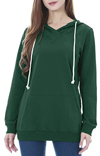 Smallshow Felpe Premaman con Cappuccio Felpa da Donna a Maniche Lunghe per L'Allattamento Deep Green S
