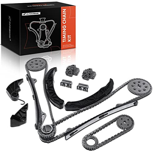 A-Premium Engine Timing Chain Kit W/Tensioner & Guide [fits DOHC, 6Cyl 3.3L 3.5L 3.8L] Compatible with Hyundai & Kia Vehicles, fit Azera 06-11, Santa Fe 07-12, Sonata, Sedona, Sorento 07-13 & More