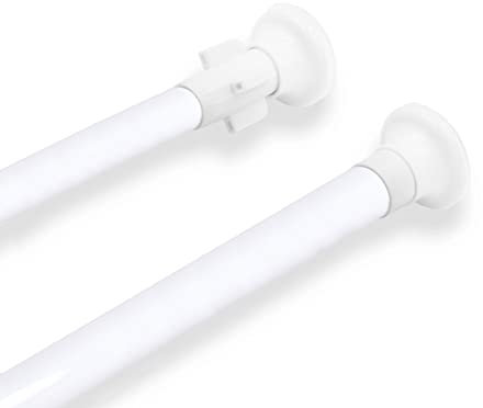 MERCURY TEXTIL- Barra extensible de tensión telescópica, Ajustable de Aluminio, porta visillos sin taladros ni tornillos ideal para baño, ropero, Ventana, Armario y Cocina (Blanco 140-260cm)