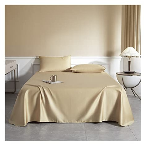 Bettlaken Betttuch Haustuch Laken 100% Langstapelige Baumwolle ohne Gummizug Weicher Satin Fadenzahl 500 vielen Größen und Farben (Color : Gold, Size : 245x250cm-96x98)