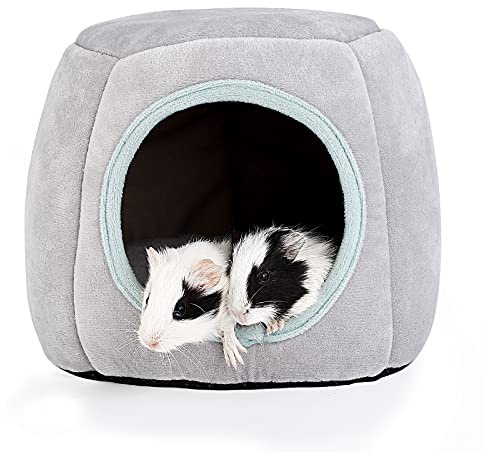 ONEJU Casa de conejillos de indias, cama para conejillos de indias, cama de conejo, casa de conejo, accesorio ideal para mascotas pequeñas, color gris