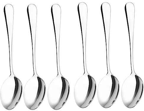 Qinglele Set da 6 Cucchiai in Acciaio Inossidabile 304 - Cucchiaio da Zuppa, Cena e Tavola - 17 cm (6,7)