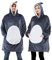dressfan Grau Hai Tragbare Decke Mikrofaser & Sherpa Deckenpullover,Halloween Karneval Hai Kostüm Hoodie,Warme Weich Decke mit Ärmeln und Kapuze für Damen Herren