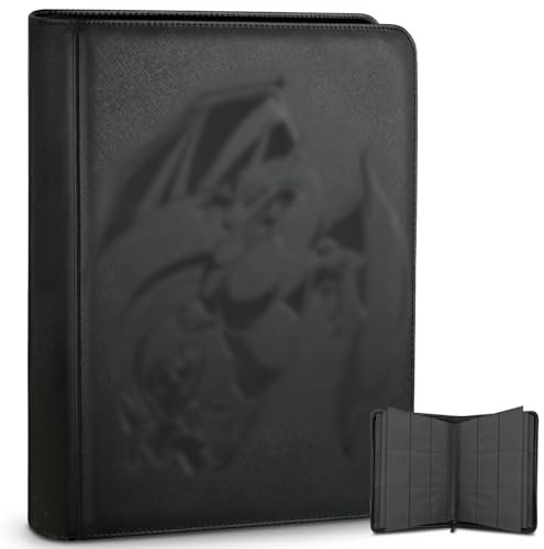 Douper Card Binder for Pokemon Cards, 9 Pocket 540 Cards Trading Card Games Collection Holder Book Folder with Side-Loading Sleeves (Black)