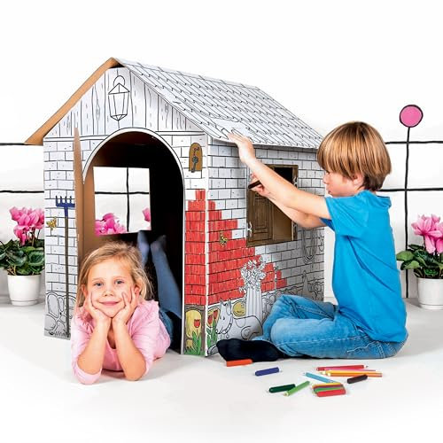 Casetta della Fattoria Farm House in cartone da colorare Gioco Laboratorio metodo Montessori 100% Ecologico e Riciclabile | GreenCity Villaggio di Carta | gioco di ruolo e di emulazione per bambini