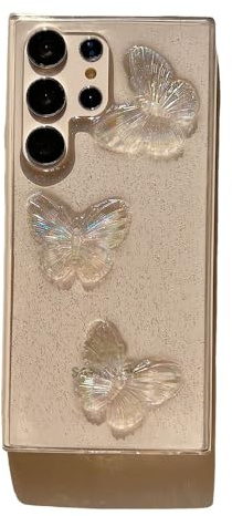 Bianriche 3D fjäril telefonfodral kompatibelt med Samsung Galaxy S23 Plus mjukt TPU stöttåligt skyddsfodral för kvinnor flickor