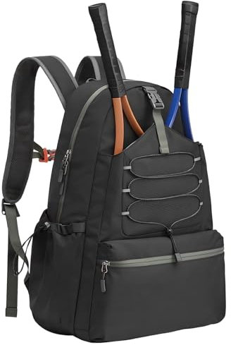 Dokeno Tennistasche, Tennis Backpack mit Schuhfach, Groß Tennisrucksack Badminton Tasche Unisex Hält Tennisschläger Pickleballschläger Badmintonschläger Bälle Schuh und anderes Zubehör (schwarz)
