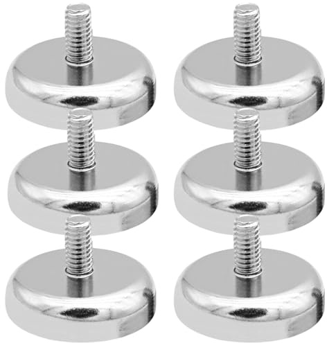 6 imanes de neodimio de 36 mm de diámetro con rosca M6, sistema magnético de fuerza de sujeción de 45 kg, imanes redondos de neodimio con rosca, imanes extra fuertes para tornillos o ganchos