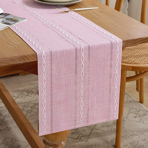 Runner Tavolo Moderno Primavera 33 x 160 Boho Rosa Runner da Tavolo Tessuto in Cotone e Lino Centrino Rettangolare Lavabile Decorazioni Matrimonio Tavoli per Soggiorno Mobili Cucina