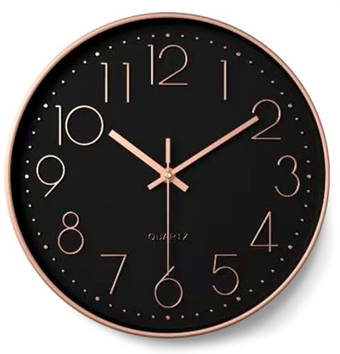 YSWOVUO 30cm Wanduhr Lautlos, 3D Ziffern Wanduhr Ohne Tickgeräusche, Modern Wand Uhr Analog Leicht zu Lesen, 12 Zoll Leise Wall Clock Deko für Wohnzimmer Küche Büro Schule Kinderzimmer